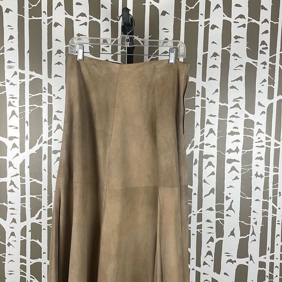 Genuine Suede Leather Maxi Skirt w Lace Hem 14 - Picture 14 of 15